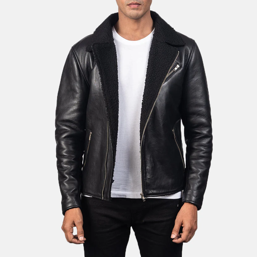 Alberto Shearling Black Leather Jacket - Image 3