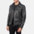 men leather biker jacket in brown real sheepskin leather with front zipper, notch collar, and pockets by Vorann in UK