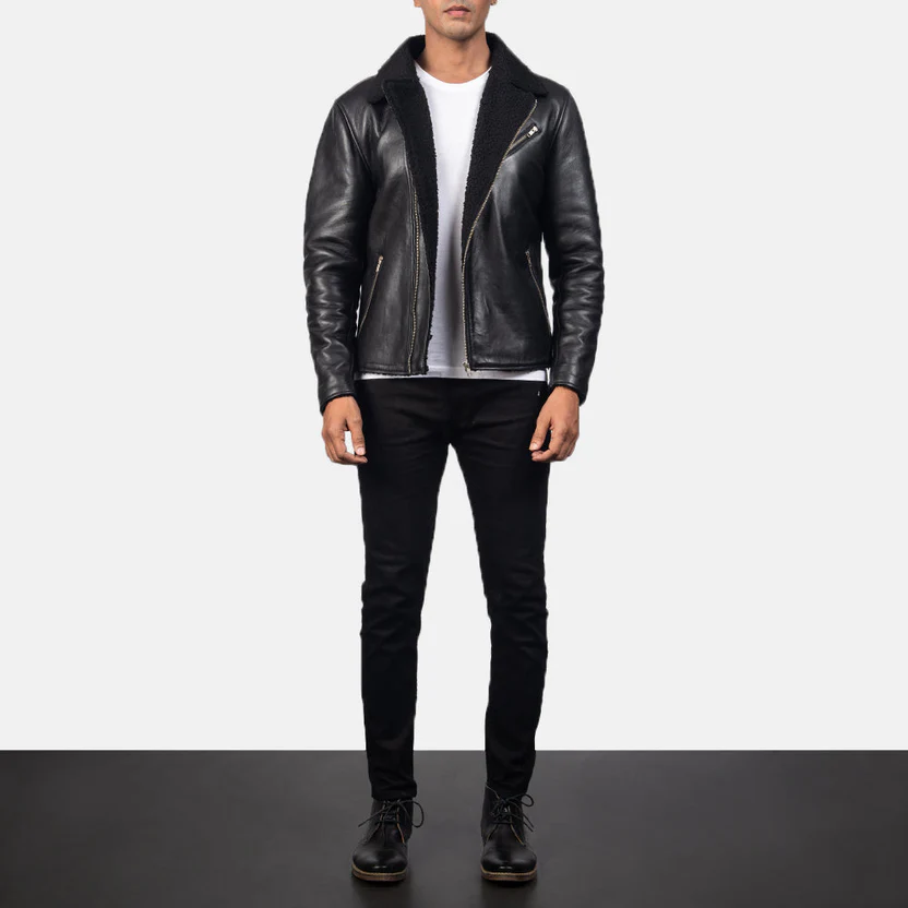 Alberto Shearling Black Leather Jacket - Image 5