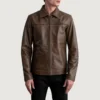 men Urban Jacket in black and brown real sheepskin leather with shirt-style collar and multiple pockets by Vorann UK