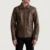 men Urban Jacket in black and brown real sheepskin leather with shirt-style collar and multiple pockets by Vorann UK