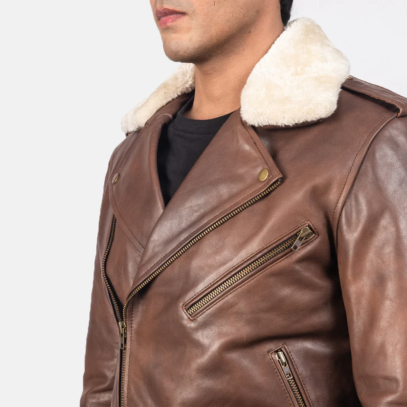 Furton Leather Biker Jacket - Image 12