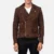 men classic biker jacket in black and brown real leather with zipper and belt design