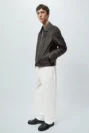 Mens Overshirt Sheepskin Leather Bomber Jacket