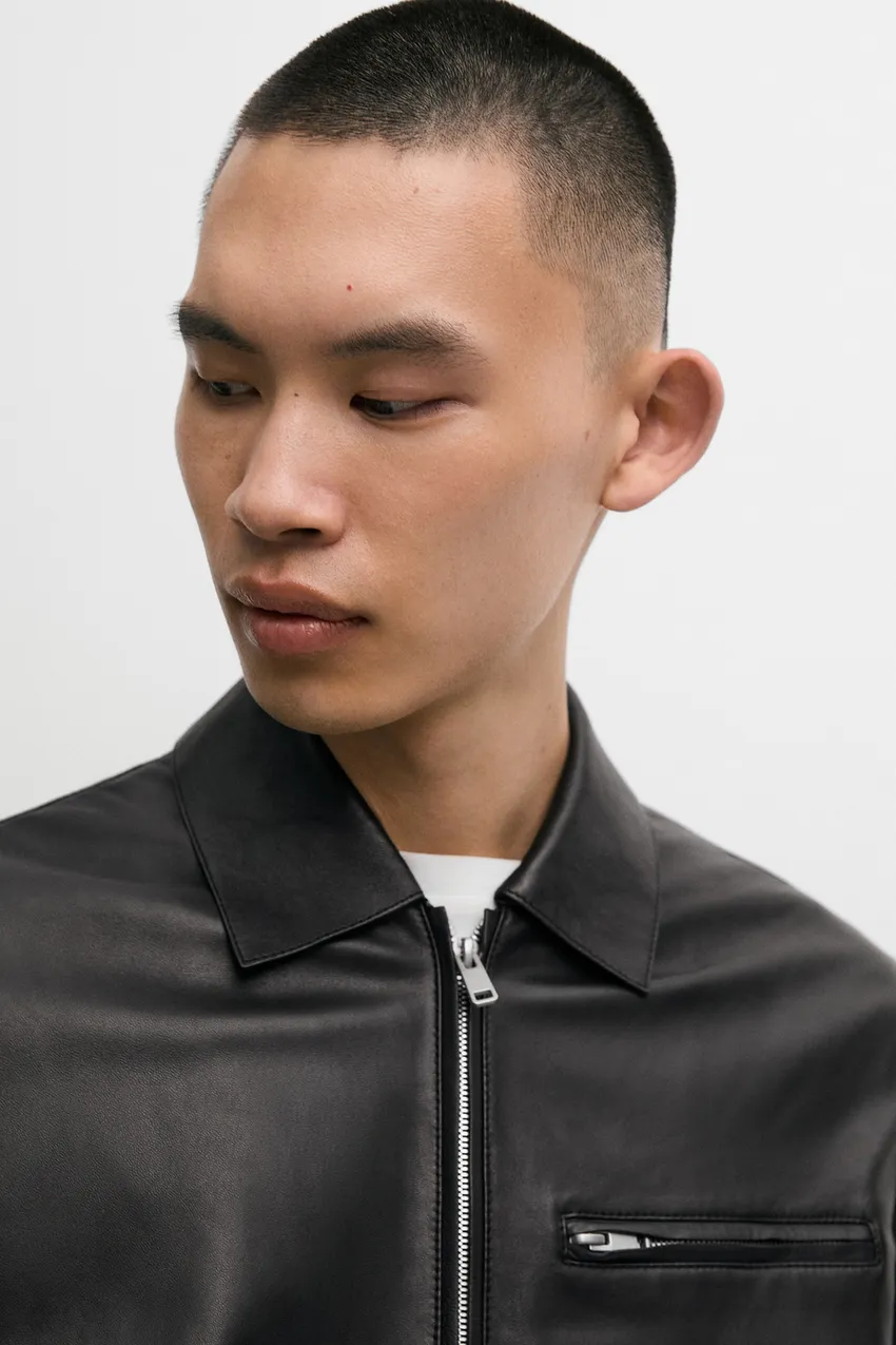 Nappa Leather jacket with pocket detail - Image 3