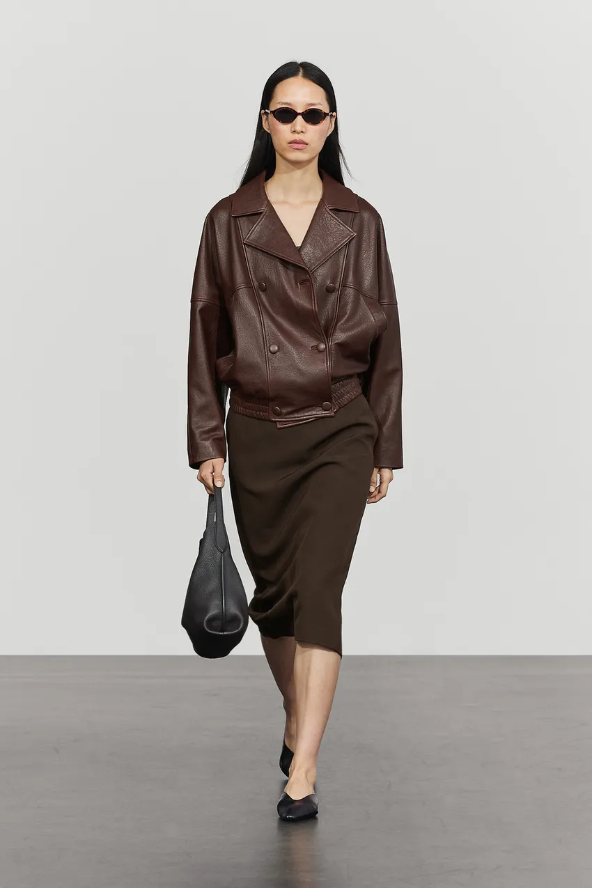 Leather Bomber Jacket For Women | Double Breasted