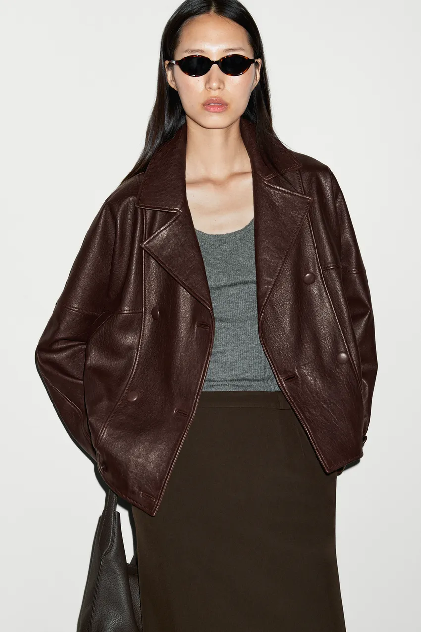 Leather Bomber Jacket For Women | Double Breasted - Image 2