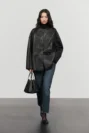 Women Leather Jacket With Toggle Details