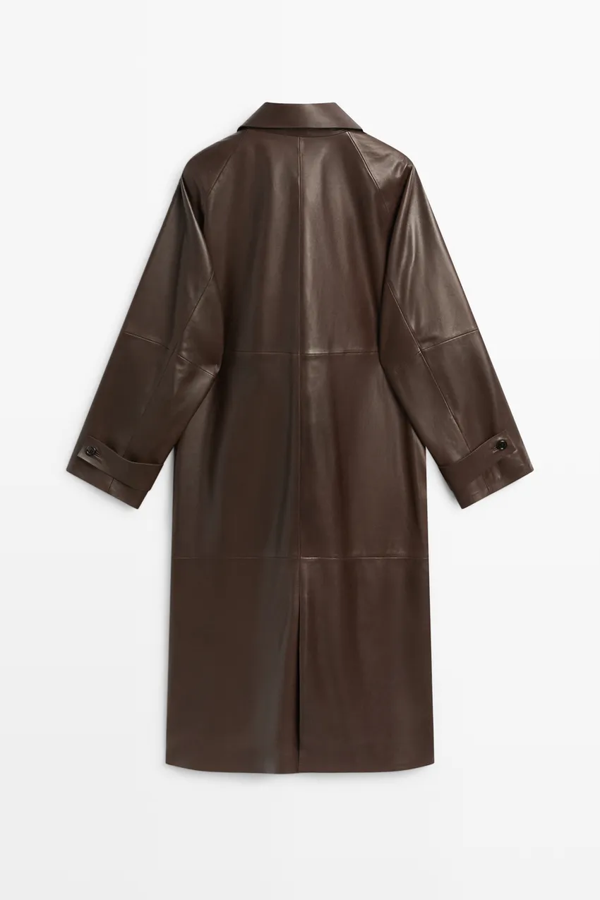 Long sheepskin trench coat - Image 4