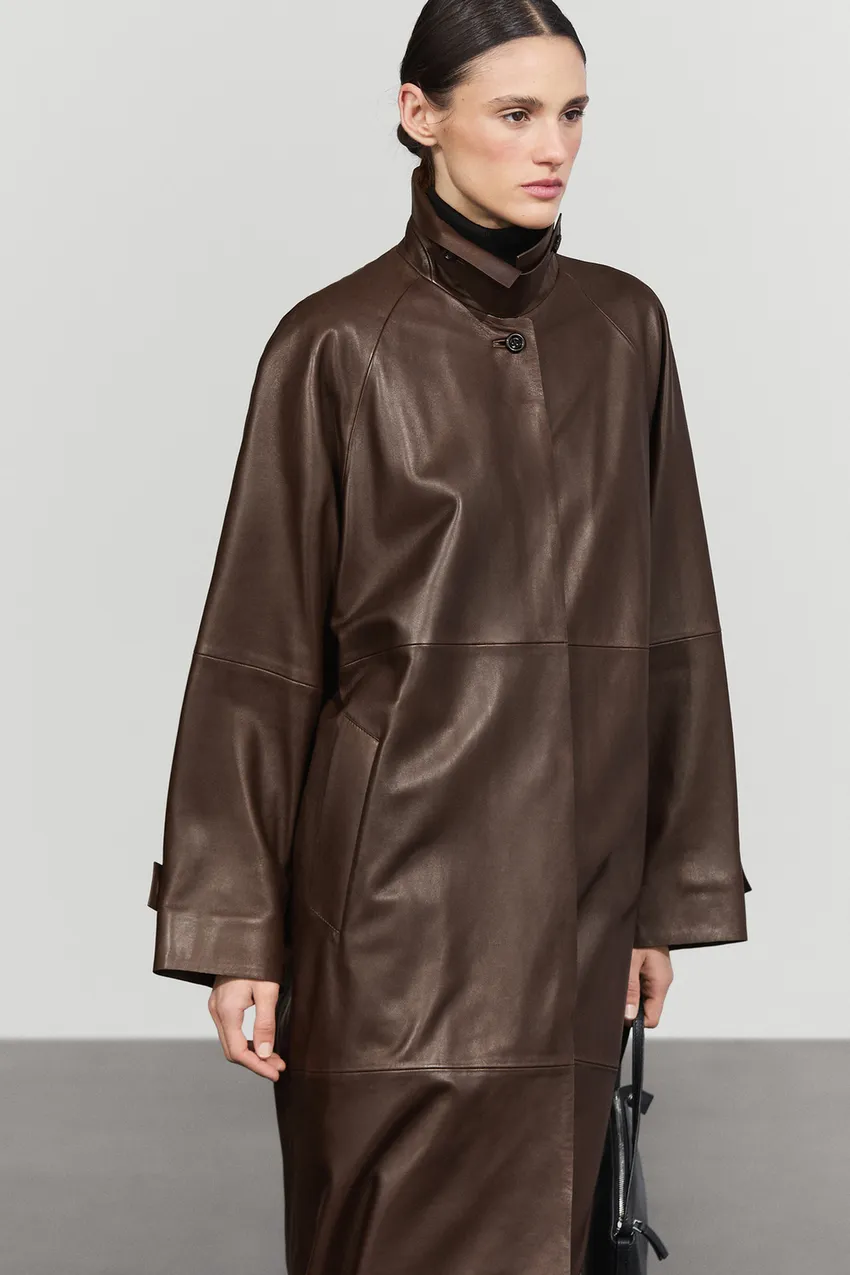 Long sheepskin trench coat - Image 3